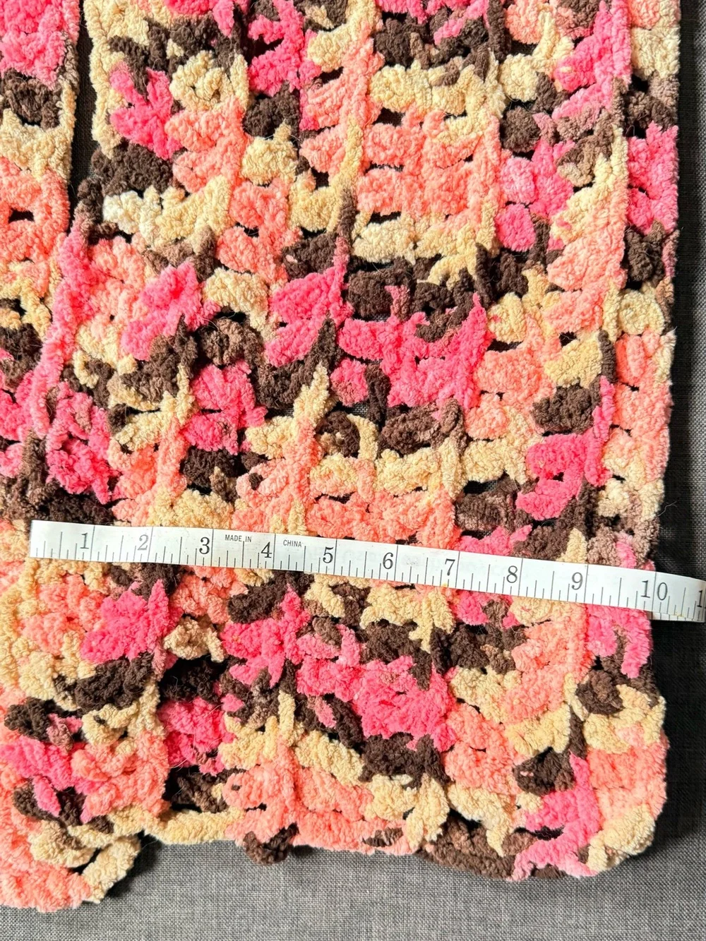 Handmade Multicolor Crochet Scarf - Pink, Peach & Brown New Super Soft Chic